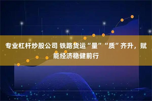 专业杠杆炒股公司 铁路货运“量”“质”齐升，赋能经济稳健前行